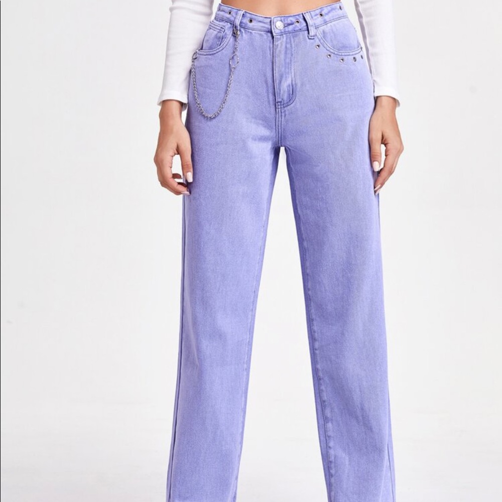 Purple Chained Straight Leg Jeans